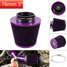 3 High Flow Inlet Cold Air Intake Cone Replacement Dry Air Filter Purple 76mm