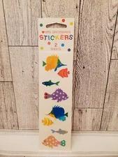 Vintage GROSSMAN'S STICKER SHEET IRRIDESCENT MYLAR FISH Sealed  2 sheets USA