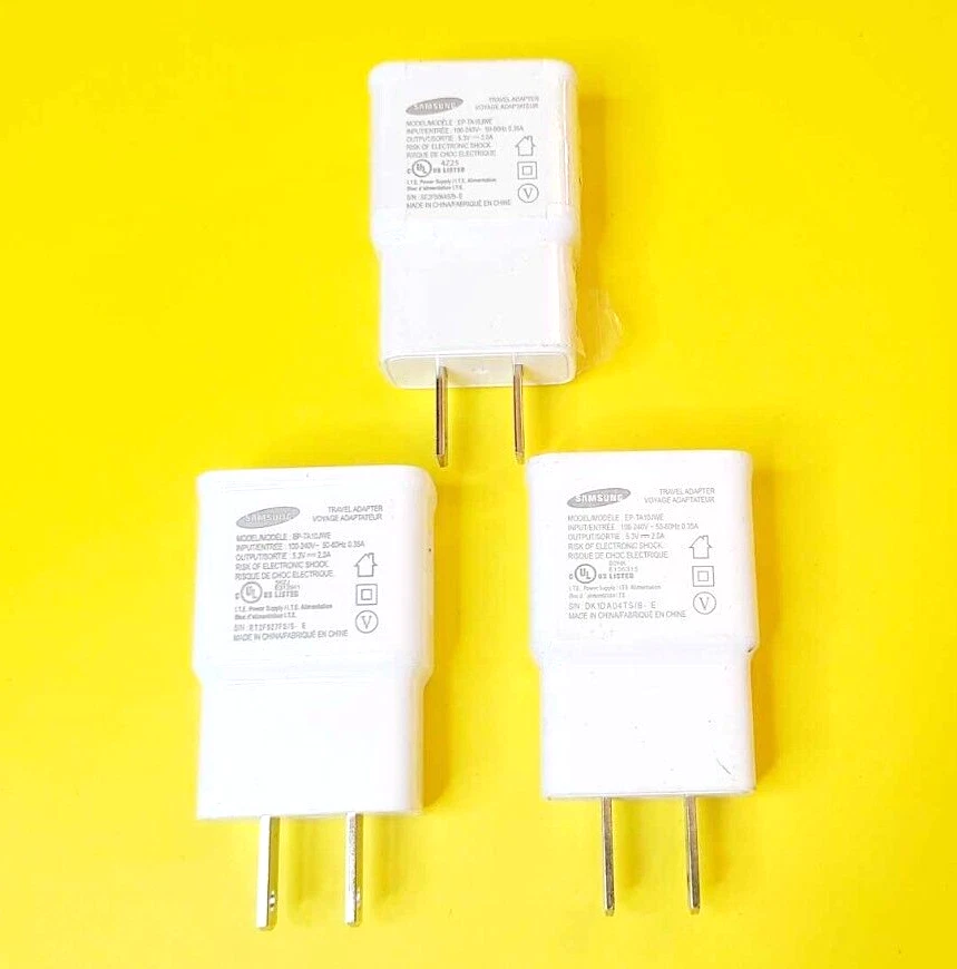 LOTE 3 CARGADOR ENCHUFE PARED ORIGINAL SAMSUNG USB AC ADAPTADOR DE CORRIENTE EP-TA10JWE Foto 2 de 4