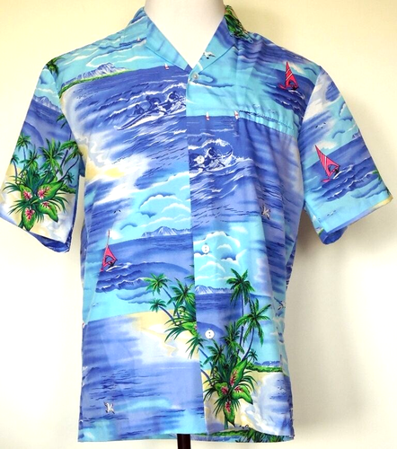 Chemise Hawaïenne Femme Royal Creations Noir Floral - Taille M - Manches Courtes - Occasion Très Bon état