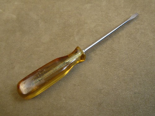 RARE! VINTAGE SNAP ON NO.SSD-145 CLEAR AMBER HANDLE SLOTTED FLAT TIP SCREWDRIVER