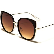 Designer Celebrity Fashion Elegant Foxy Womens Black  Gold Cat Eye Sunglasses
