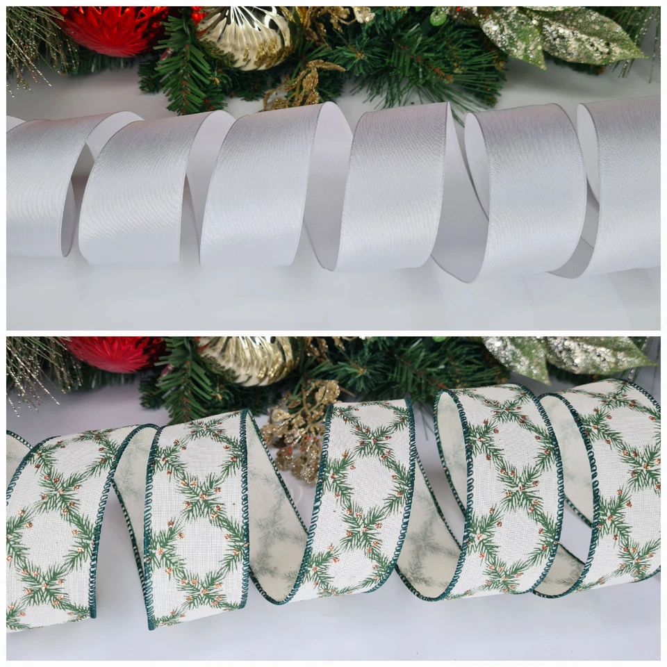 2.5 inch Wired Edge Christmas Ribbon Tree Topper Bow Decoration Gifts Wrap UK - Image 4 of 4