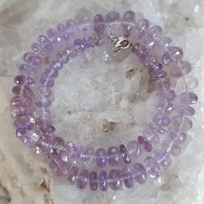 Amethyst Heilstein Kette facettiert 925 Sterlingsilber Handarbeit Rarität K674 - Bild 1 von 4