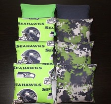 ALL WEATHER made w Seattle SEAHAWKS Fabric 8 ACA Reg CORNHOLE BAGS