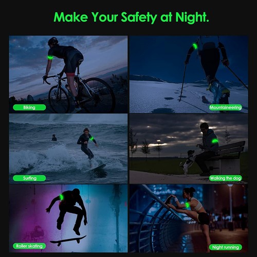 2x USB Wiederaufladbares LED-Armband Reflektierende Leuchtband Für Jogger Biker - Bild 11 von 15