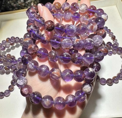 AAA Quality Natural Auralite 23 Stone Round Beaded Bracelet For Men and Women - Picture 2 of 25