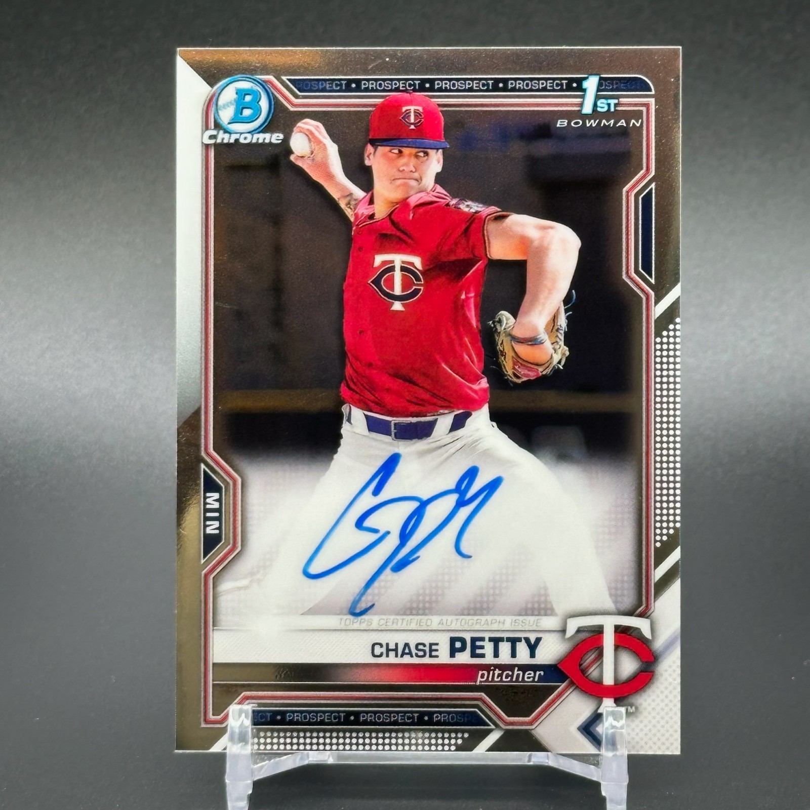 2021 Bowman Chrome Draft Chase Petty #CDA-CP 1st Auto - Reds / Twins RC