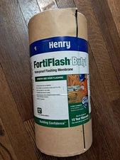 Henry Fortiflash Butyl Waterproof Flashing Membrane 12" X 75' Roll NEW. 