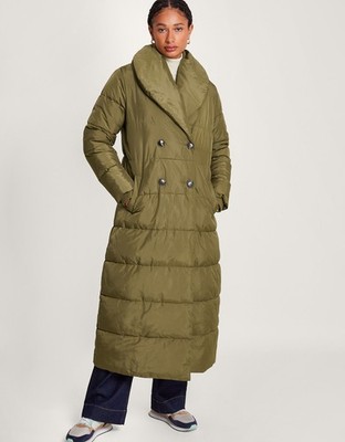 Monsoon Padded Maxi Coat Shona Shaw M Green Long New Recycled Polyester BNWT