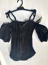 Spirit Halloween Corset-Style Off-Shoulder Top in Black - Size M - NWT - Goth