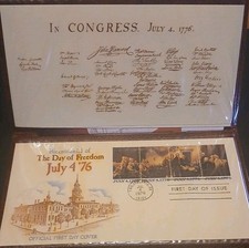 1976 Bicentennial 'Day of Freedom' Official First Day Cover - Declaration of Independence 13c Se-Tenant Block — listing 2