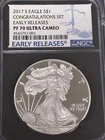 2017-S American Silver Eagle NGC PF70 Ultra Cameo Early Releases Congrats Set