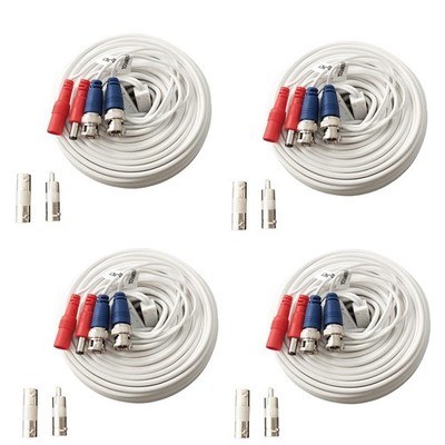 4 Pack 100ft All-in-One Video Power Cables, Security Camera Cable BNC Extensi...
