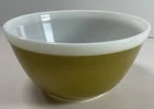 Vintage Pyrex Americana Olive Green 1.5 Quart Mixing Bowl 402 MCM White Rim