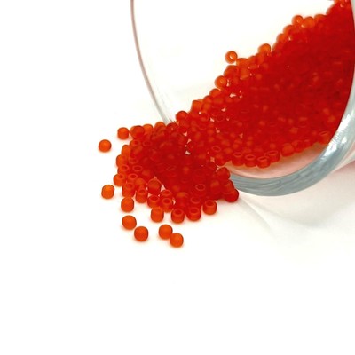 Bright Red Frosted 12/0 Glass Seed Beads - US Seller