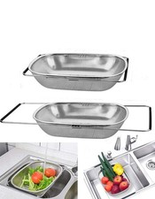 Strainer over The Sink Colander Expandable Sink Tray Stainless Steel Draining