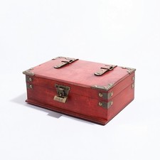 Wooden Storage Box with Lid Vintage Wooden Box with Hinged Lid Antique-Style