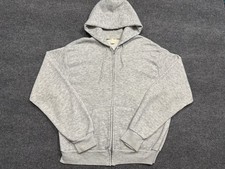 Vintage 70s 80s Full Zip Hoodie Jacket Gray Blank Acrylic Blend Lightweight