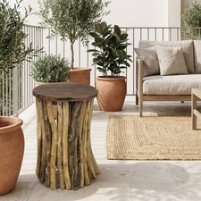 VivaGarden Tavolo da Giardino Rotondo Teak 30x30x45 cm Legno