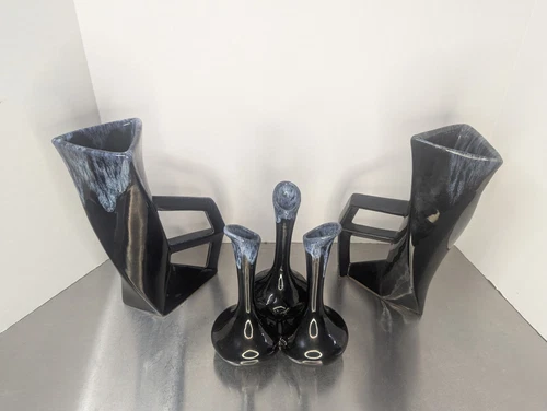 Vintage Signed Anna Van Briggle Pottery Vases Set Of 3