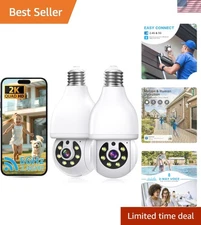 360° Light Bulb Security Camera: 2K Resolution, Two-Way Talk & Motion Detection