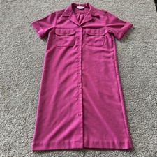 Vintage Sears Dress Womens M Pink Short Sleeve Collared Button Shirt Knee Length