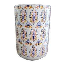 Dash of That Stoneware Utensil Holder Colorful Vibrant Unique Floral Pattern