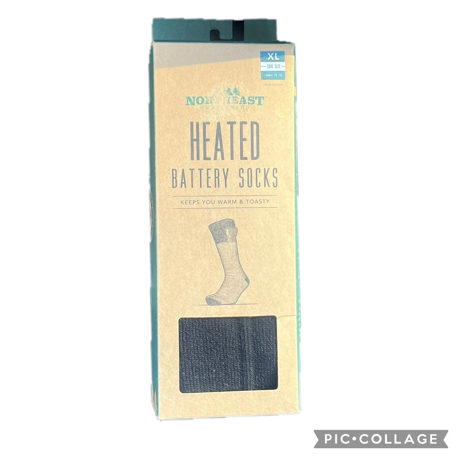 2 pair Northeast Outfitters Heated Battery Socks XL Men 13-15 Warm Toasty Winter