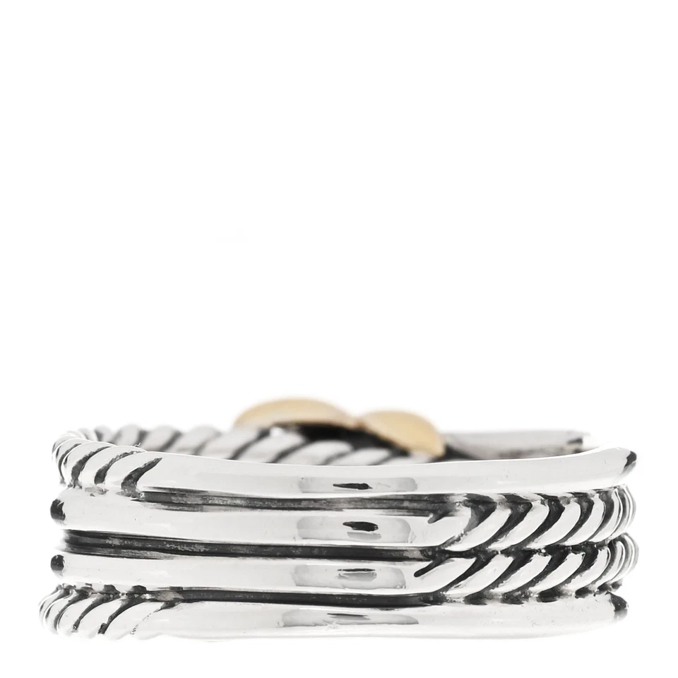 Pre-owned David Yurman Sterling Silver Yellow Gold 6mm X Crossover Ring 7.5 - Image 3 of 4