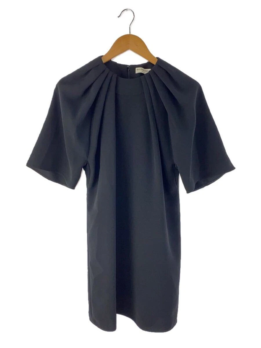 BALENCIAGA altro abito plissettato italiano 34 poliestere nero tinta unita UP57 2015