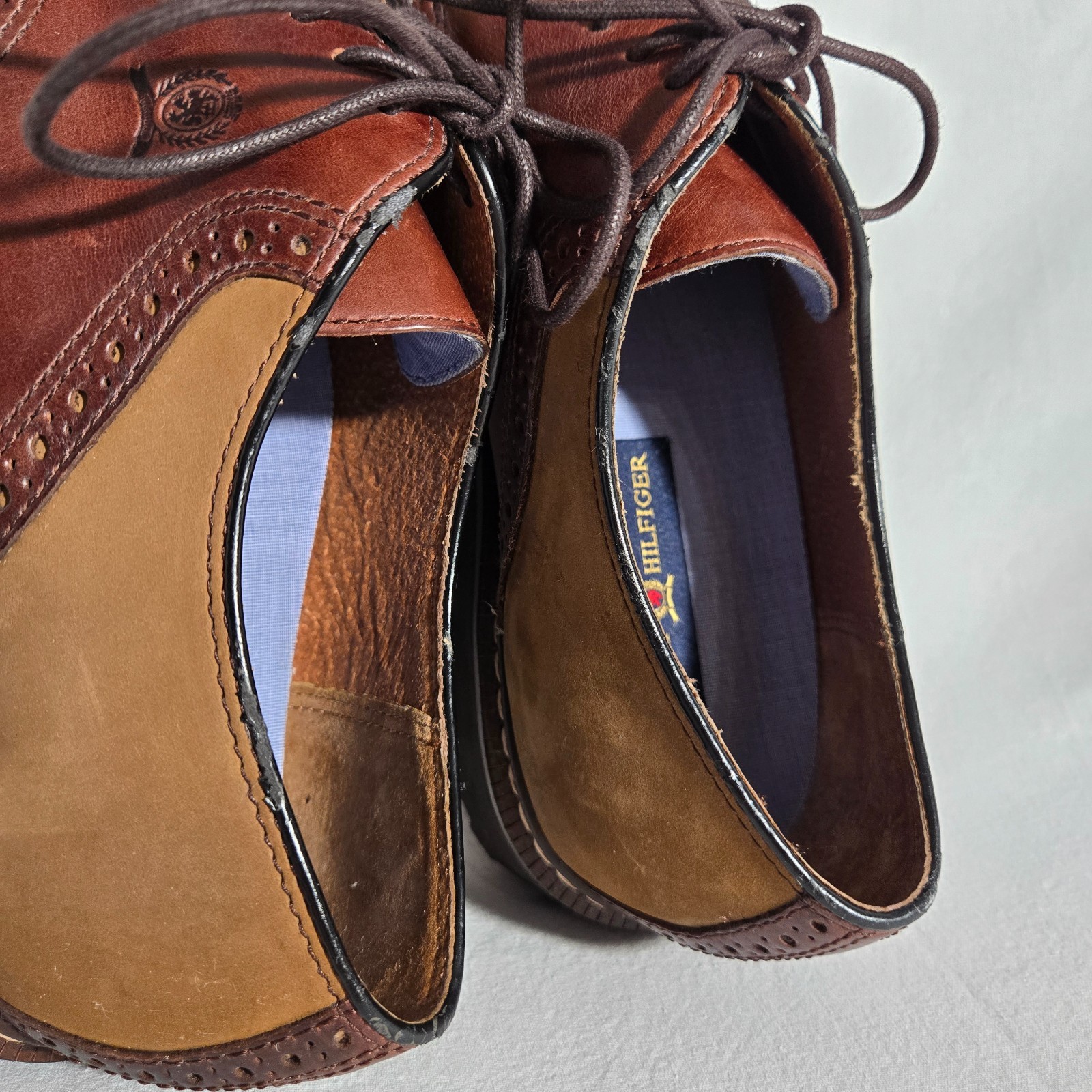 RARE Vintage 1985 TOMMY HILFIGUER Old Stock Brown Leather Oxford Shoes Men's 12M