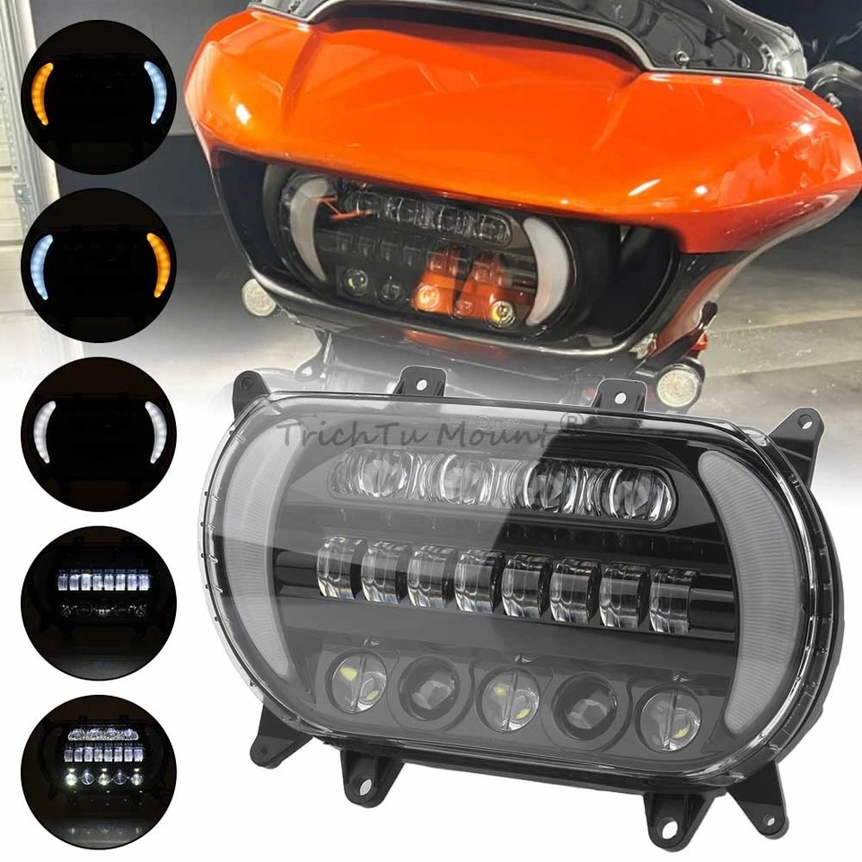 LED Headlight Headlamp Projector Hi/Lo Beam Fit for Harley Road Glide 2015-2023 - Image 4 of 4