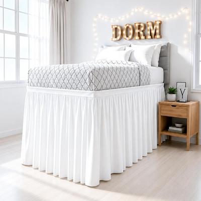 Dorm Bed Skirt Twin XL 36 Inch Drop, 100% Microfiber Extra Long College Dorm Roo