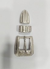 Western 3 piece buckle set Silver color 1 in 25mm cowgirl brass buckle
