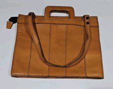 Vintage Handmade Tan Genuine Leather Briefcase Laptop Satchell Bag 14x12