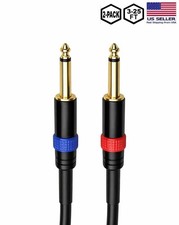 2 PACK 3-25ft 1/4 to 1/4 Pro Audio Sound Speaker Wire SPEAKON DJ Cable 14 gauge