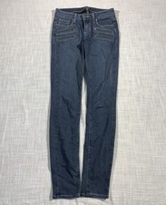 Paige Biker Zipper Pocket Skinny Jeans 25 Made In USA