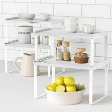White Marble Kitchen Counter Shelf Organizer, Modern Dish Plate Organizer for...