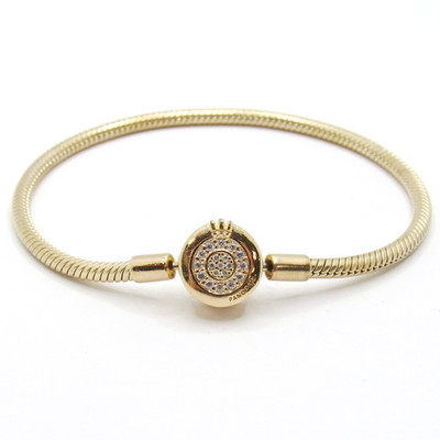 PANDORA MET YELLOW GOLD PLATED 569046C01 MOMENT SPARKLING CROWN O SNAKE BRACELET