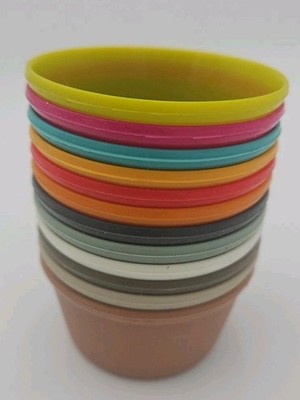 Melii & Joie Pods Stackable Colorful Lot Of 12 Rubber Excellent Shape No Lids 1''