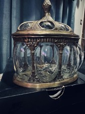 Antique Finish Glass and Metal Round Decorati...