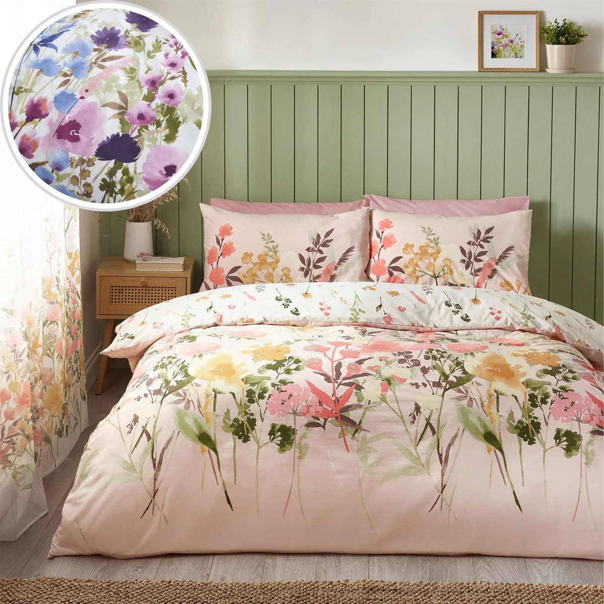 Fusion - Carlson Stripe - Set copripiumino reversibile - King Size in rosa