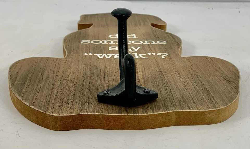 Hanging Dog Leash Holder Wood Did Someone Say Walk Foto 4 de 4