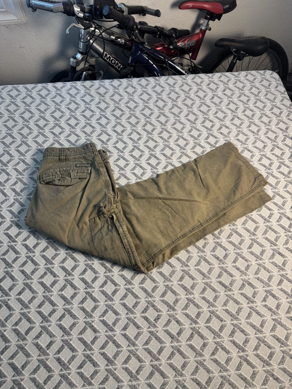 Columbia Mens Hiking Pants Khaki Green Size 32/29 Regular Fit Cotton