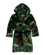 Cuddl Duds Boys 12/14 Robe Bathrobe Green Camo Pajamas Cover Up Hooded Winter