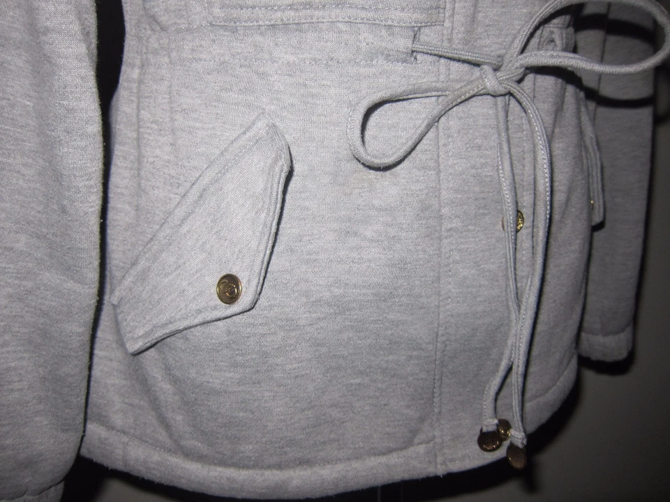 Coogi Sudadera con Capucha Med Estrás Gris Brezo Cremallera a Presión Sudadera Forrada de Vellón Chaqueta Foto 3 de 4