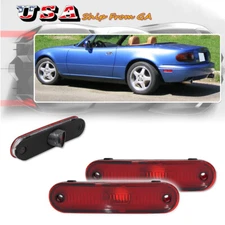 2PCS Red Lens Rear Bumper Side Marker Light Lamps For 1990-2005 Mazda Miata MX-5