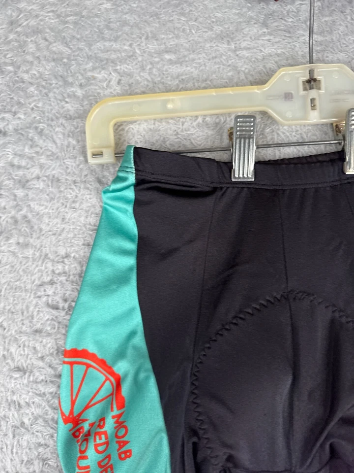 Shorts de ciclismo feminino Borah pequeno azul-petróleo vermelho nylon elastano mistura acolchoado MOAB Utah - Imagem 4 de 4