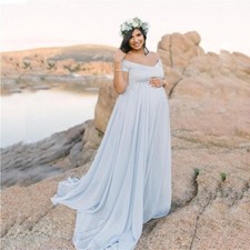 Mujeres Embarazadas Vestido Largo Maternidad Mono Elástico Vestido Falda Para Sesión de Fotos